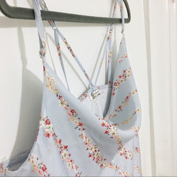 Free People Intimately FP Blue Floral Silk Slip Dress Size L NWOT - Picture 4 of 10